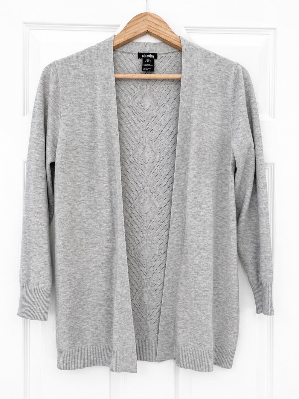 Cocobieu Gray Open Front Cardigan Sweater Womens Medium Lightweight Duster